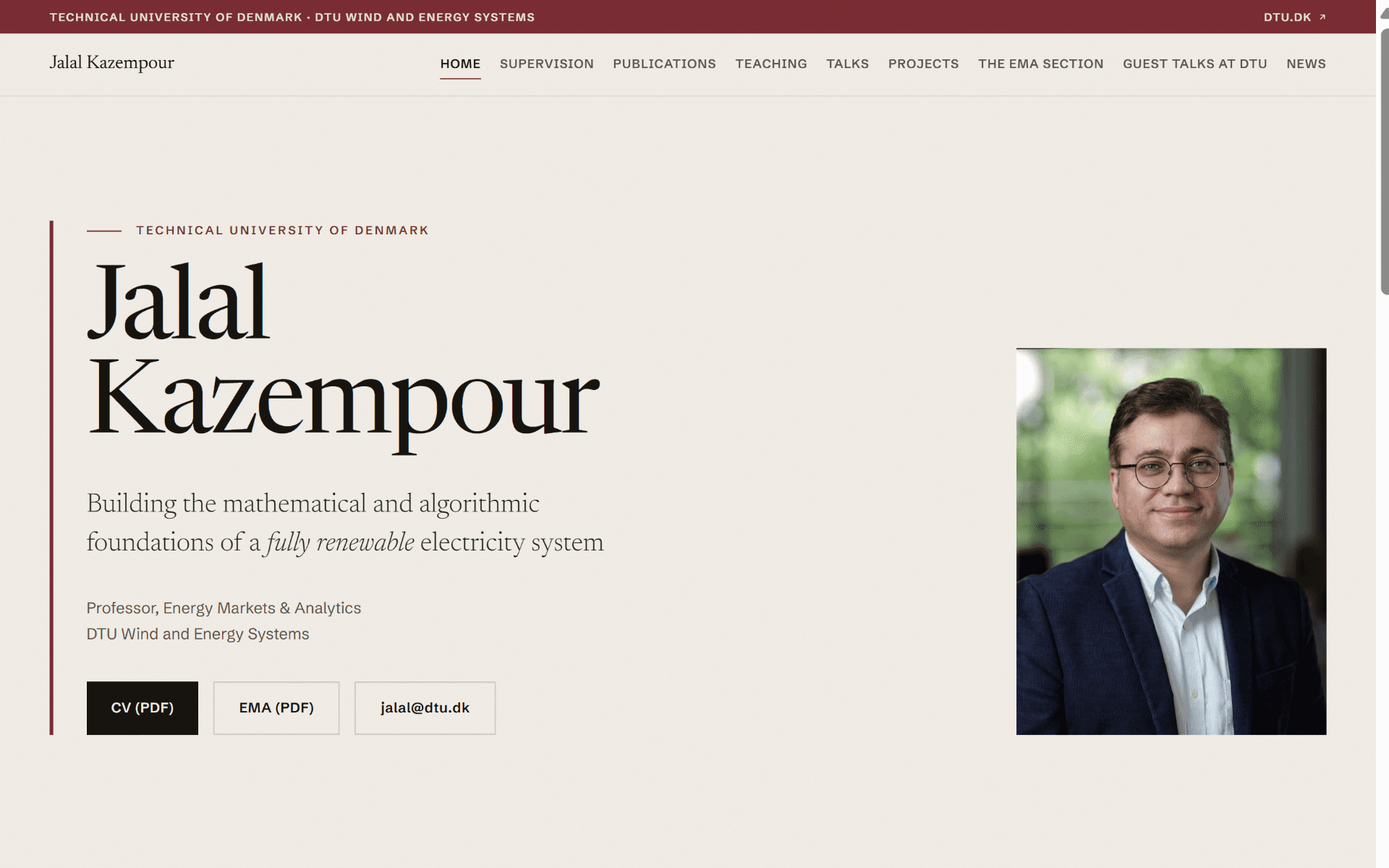 The Kazempour home page as delivered